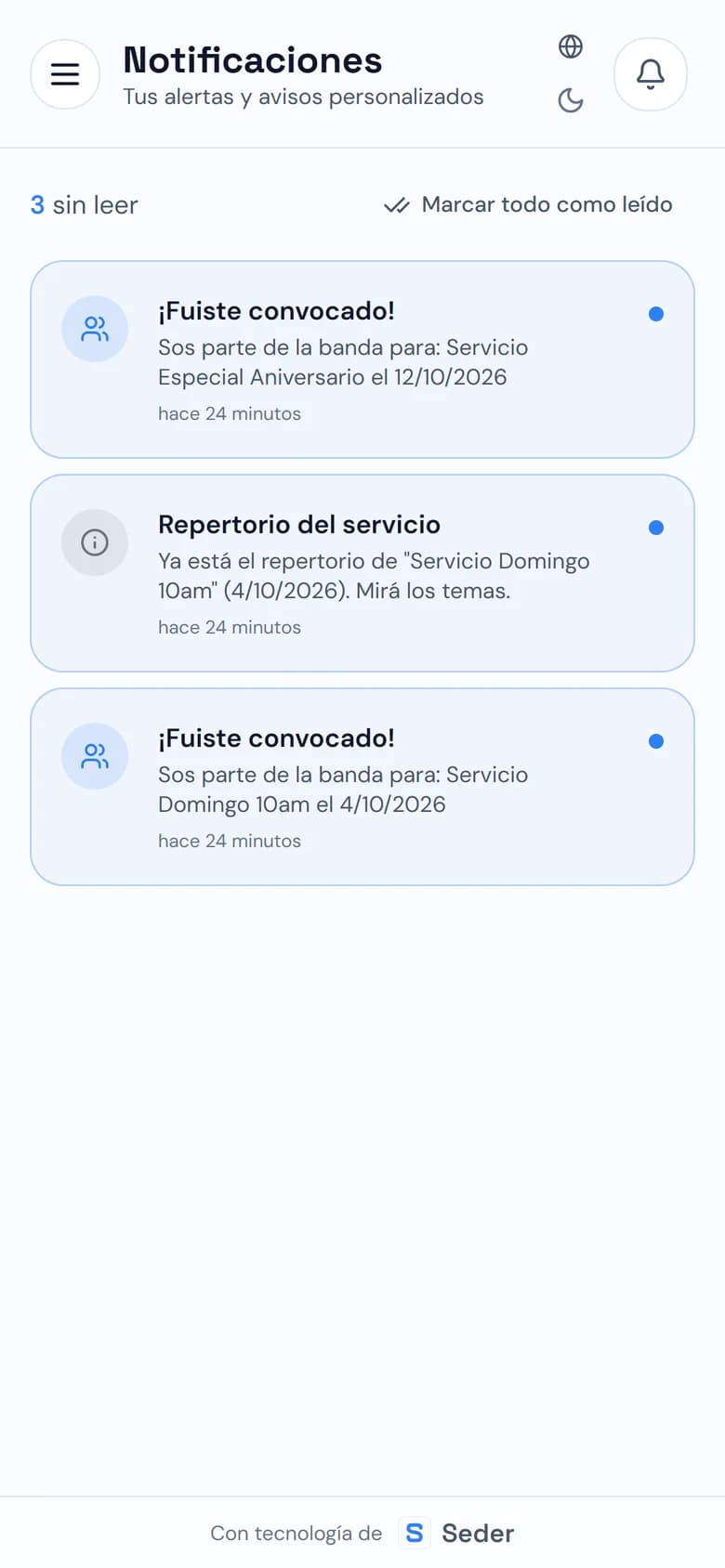 Notificaciones de Seder en el celular